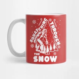 Bigfoot Squatching Through The Snow Christmas Tree Sasquatch Mug